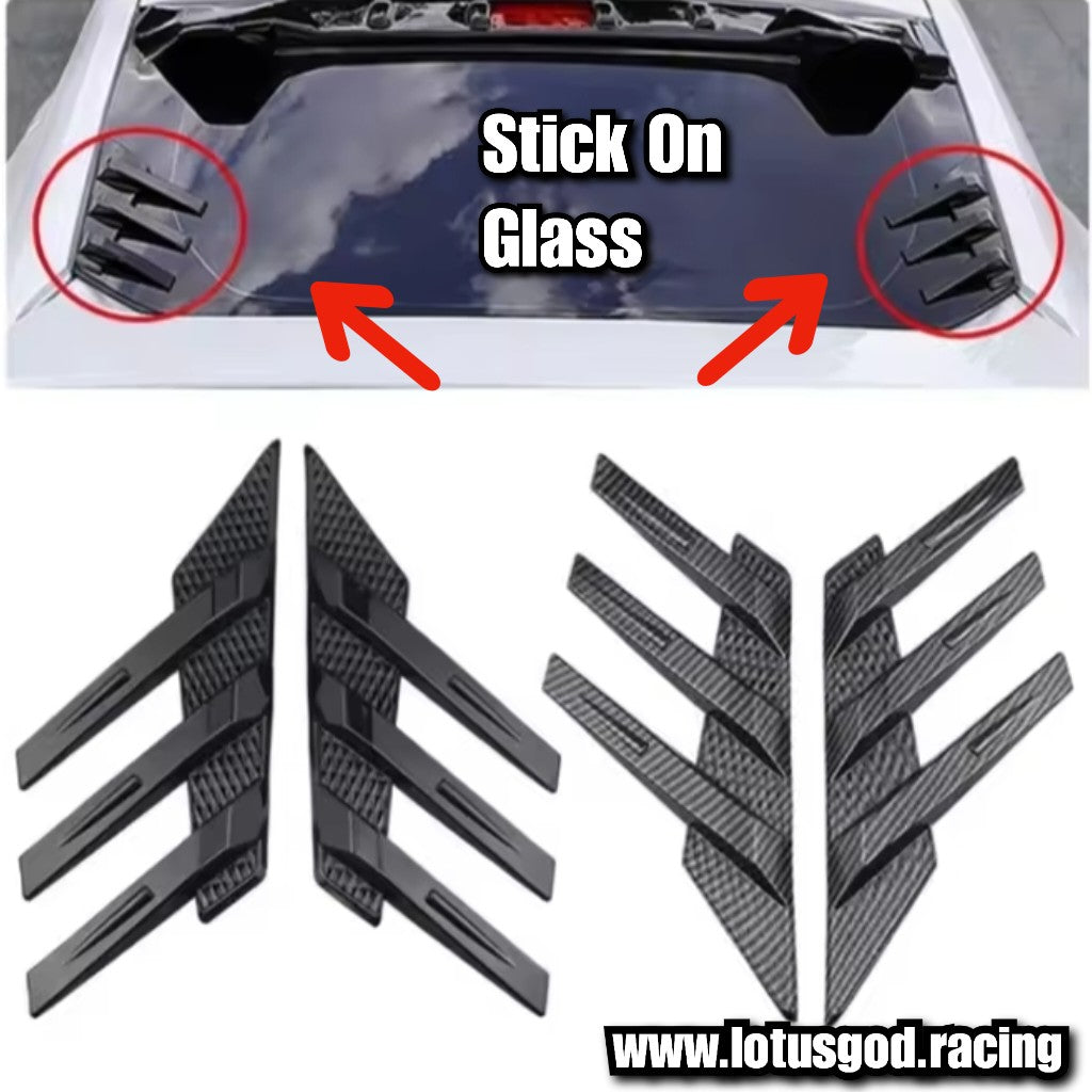 2 X New Universal Front Rear Car Windshield Side Spoiler Trim Side Vents  Window Louvers Exterior Bumper Lip Air Vent Trim Canards Splitter Fender 3 Fin Black | Carbon Fiber Print