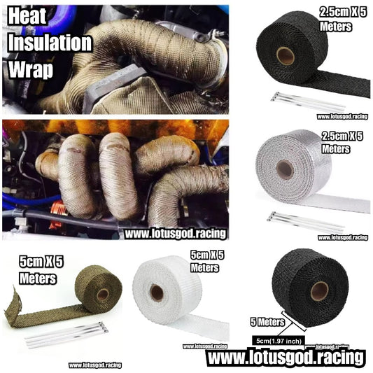 2.5cm | 5cm X 5 Meters High Performance Extreme Thermal Heat Wrap Shield For Headers Turbo Manifold Downpipes and Car Full Exhaust System Bikes Motorcycle Truck Scooter Lorry Truck Etc