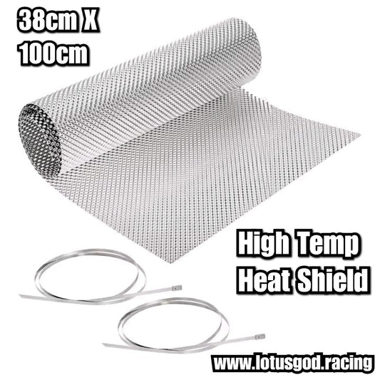 Universal Embossed Aluminum Exhaust & Muffler Heat Shield Wrap Mat (15" x 39") – High-Temp Thermal Barrier With Stainless Steel Cable Ties (38 X 100cm)