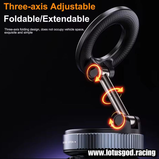 Universal Manual Twist Strong Suction 360 Degree Suction Foldable Magnetic Phone Holder For MagSafe Dashboard Magnet Car Mount for iPhone Android Handphone Etc