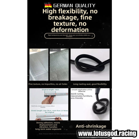 Germany Black | Clear Multi Purpose House Car Bodykit Bumper Lip Spolier Gt Wing Glass Window Sealing Waterproof Sealant Strong Bond High Viscosity Gel Glue 220ml