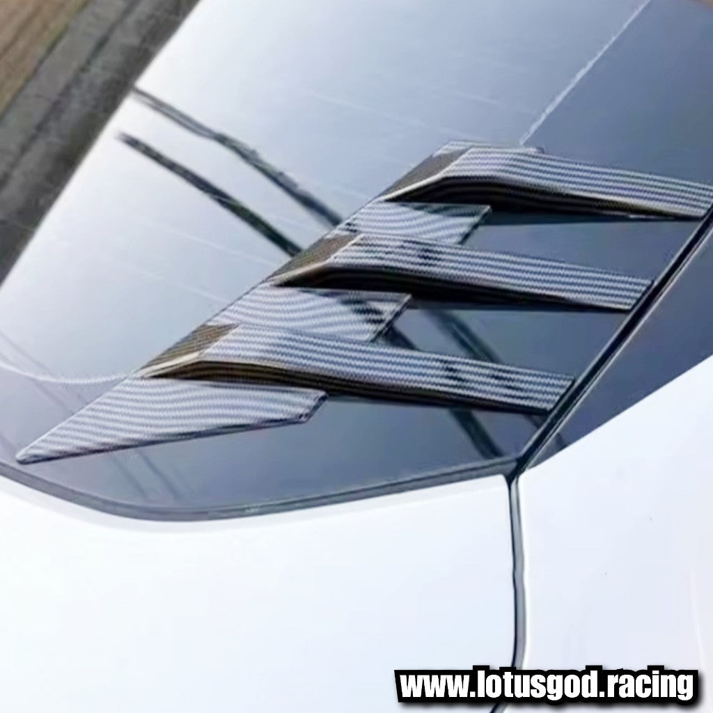 2 X New Universal Front Rear Car Windshield Side Spoiler Trim Side Vents  Window Louvers Exterior Bumper Lip Air Vent Trim Canards Splitter Fender 3 Fin Black | Carbon Fiber Print