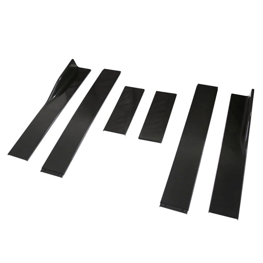 Universal 2.2 Meters Side Skirt Extension Splitter Add On Diffuser Black Lips Fins For Most Vehicle