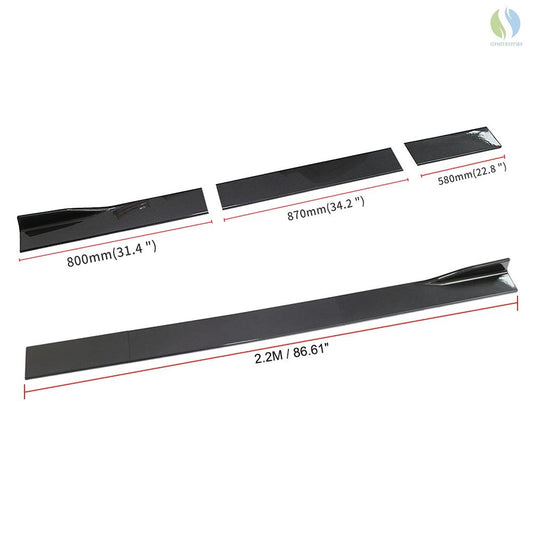 Universal 2.2 Meters Side Skirt Extension Splitter Add On Diffuser Black Lips Fins For Most Vehicle