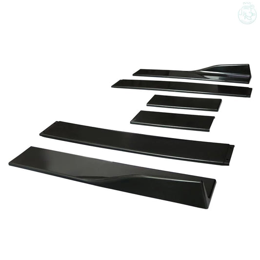 Universal 2.2 Meters Side Skirt Extension Splitter Add On Diffuser Black Lips Fins For Most Vehicle